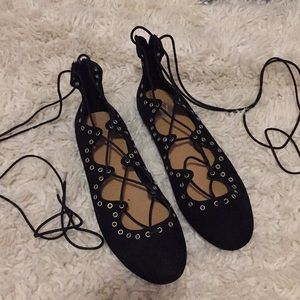 Lace Up Studded Flat Sandals